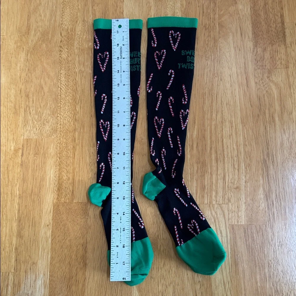 Nursemates Nurse Sweet But Twisted Candy Cane Compression Holiday Fun Socks